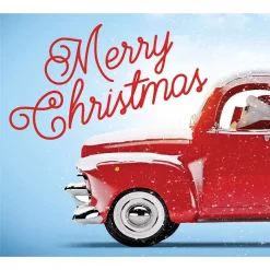 My Door Decor 7 Ft. X 8 Ft. Red Truck Christmas-Christmas Garage Door Decor Mural For Split Car Garage