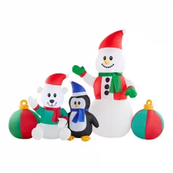 Home Accents Holiday 6.5 Ft LED Inflatable Snowman And Friends