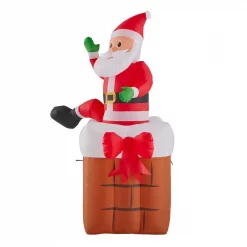 Airblown 4.99 Ft. Animated Inflatable Santa Climbing From Chimney