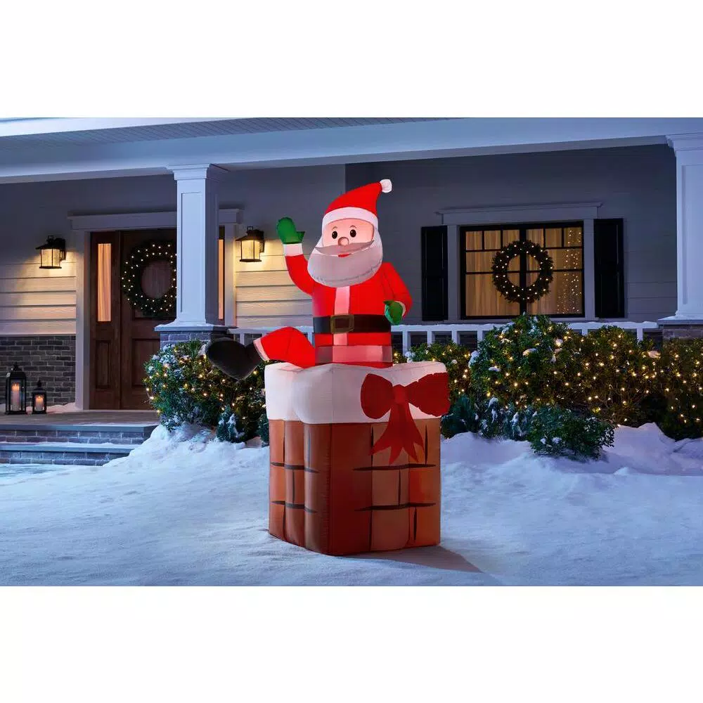 Airblown 4.99 Ft. Animated Inflatable Santa Climbing From Chimney 2 Airblown 4.99 Ft. Animated Inflatable Santa Climbing From Chimney - Image 2