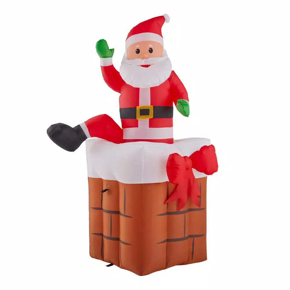 Airblown 4.99 Ft. Animated Inflatable Santa Climbing From Chimney 3 Airblown 4.99 Ft. Animated Inflatable Santa Climbing From Chimney - Image 3