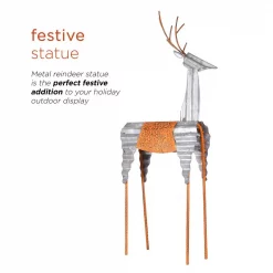 Alpine Corporation 30 In. Tall Metal Rustic Standing Reindeer Christmas Decoration -Decorations Sales unnamed file 381