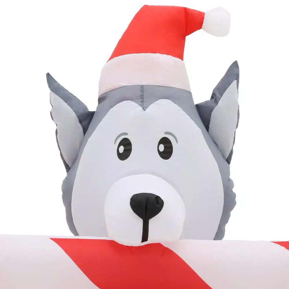 Home Accents Holiday 8 Ft. W Pre-Lit Giant Airblown Inflatable Christmas Puppies With Candy Cane Scene 6 Home Accents Holiday 8 Ft. W Pre-Lit Giant Airblown Inflatable Christmas Puppies With Candy Cane Scene - Image 6