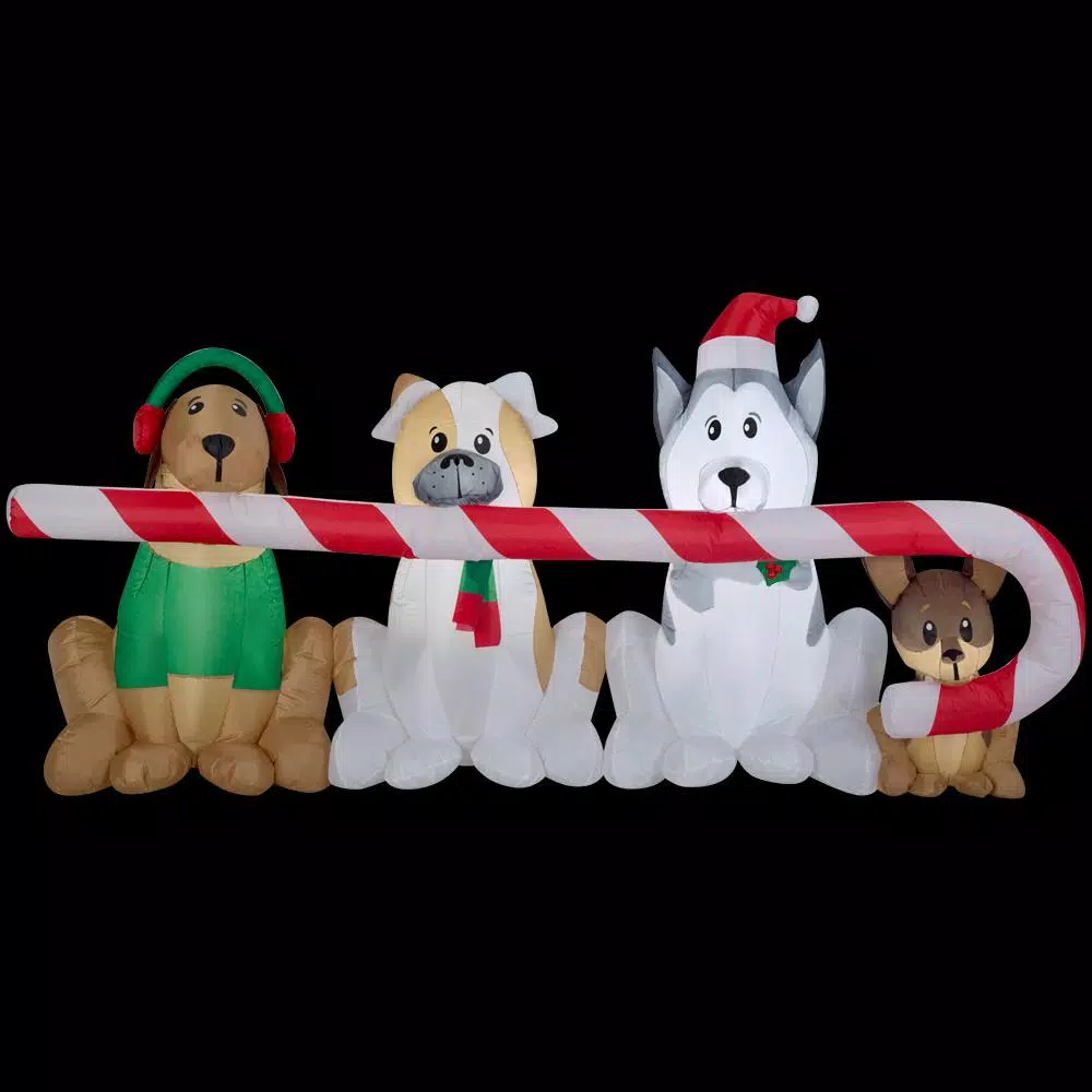 Home Accents Holiday 8 Ft. W Pre-Lit Giant Airblown Inflatable Christmas Puppies With Candy Cane Scene 8 Home Accents Holiday 8 Ft. W Pre-Lit Giant Airblown Inflatable Christmas Puppies With Candy Cane Scene - Image 8