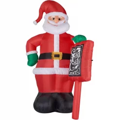 Fraser Hill Farm 10 Ft. Santa Claus With Sign Christmas Inflatable With Lights