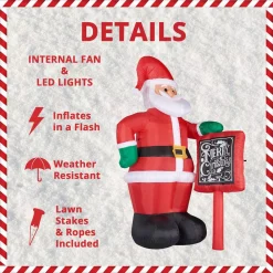 Fraser Hill Farm 10 Ft. Santa Claus With Sign Christmas Inflatable With Lights -Decorations Sales unnamed file 407