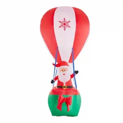 Airblown 12 Ft. Inflatable Santa In Hot Air Balloon With Northern Sky Light Show