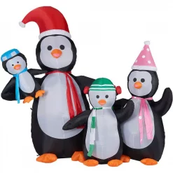 Fraser Hill Farm 10 Ft. Penguin Family Christmas Inflatable With Lights