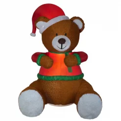 Gemmy 8.5 Ft. Animated Hugging Teddy Bear With Santa Hat Inflatable