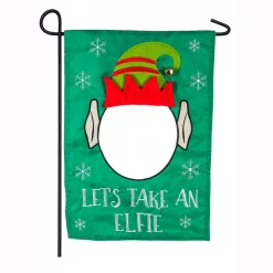 Evergreen 18 In. X 12.5 In. Let’s Take An Elfie Garden Applique Flag