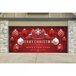 My Door Decor 7 Ft. X 16 Ft. Red Ornaments In Snow Christmas Garage Door Decor Mural For Double Car Garage -Decorations Sales unnamed file 493