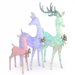 National Tree Company 60 In., 52 In. And 35 In. Glittered Deer- Family Of 3 With 340 Multi-Color LED Lights