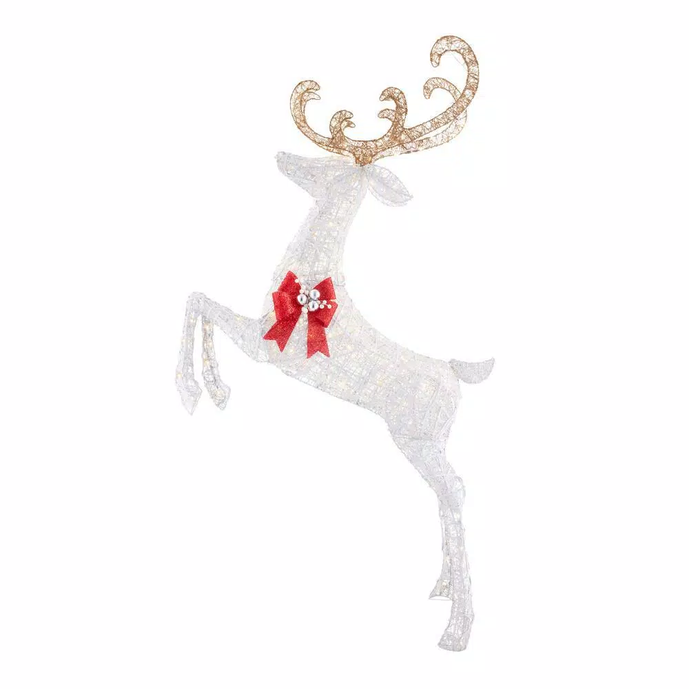 Home Accents Holiday 84 In. Warm White 240-Light LED White Jumping Deer 1 Home Accents Holiday 84 In. Warm White 240-Light LED White Jumping Deer