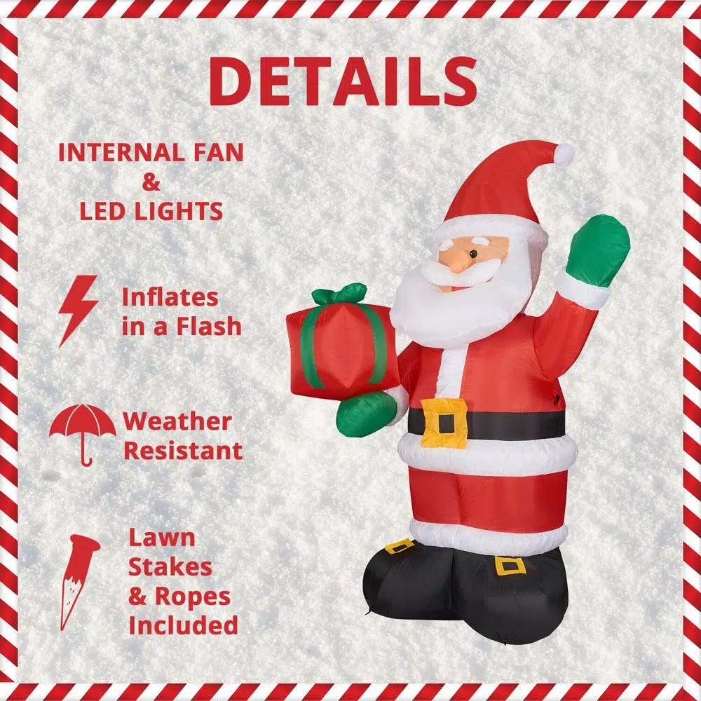 Fraser Hill Farm 10 Ft. Santa Claus With Gift Bag Christmas Inflatable With Lights 4 Fraser Hill Farm 10 Ft. Santa Claus With Gift Bag Christmas Inflatable With Lights - Image 4