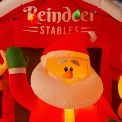 Home Accents Holiday 9 Ft Giant-Sized LED Inflatable Santa’s Stable With Reindeer -Decorations Sales unnamed file 546