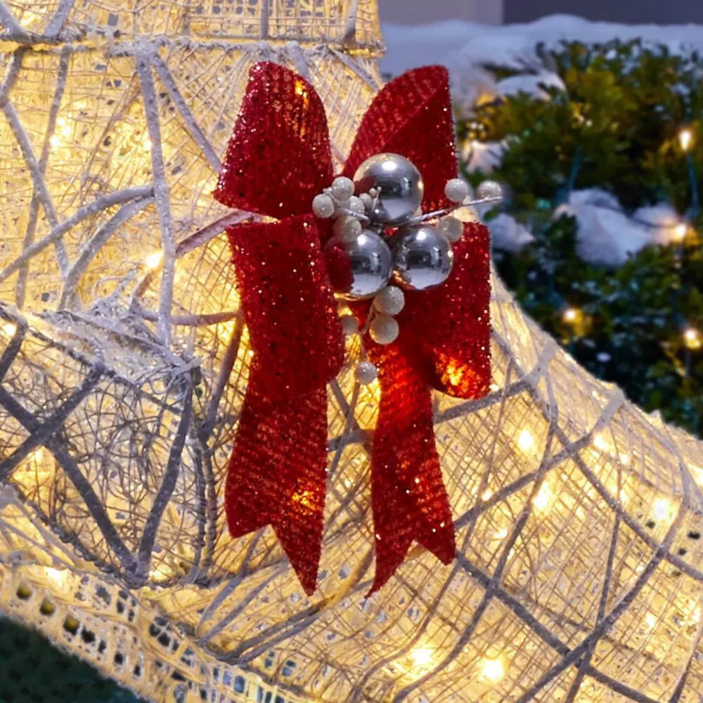 Home Accents Holiday 84 In. Warm White 240-Light LED White Jumping Deer 5 Home Accents Holiday 84 In. Warm White 240-Light LED White Jumping Deer - Image 5