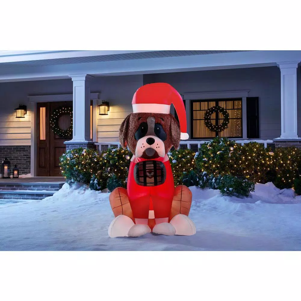 Airblown 6 Ft. Inflatable Fuzzy Dog With Barrel 2 Airblown 6 Ft. Inflatable Fuzzy Dog With Barrel - Image 2