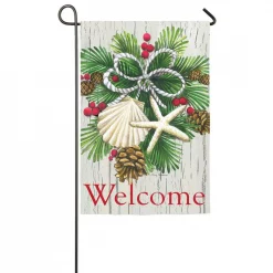 Evergreen 18 In. X 12.5 In. Costal Christmas Garden Sub Suede Flag