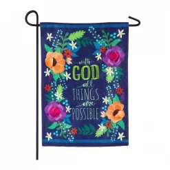 Evergreen 18 In. X 12.5 In. All Things Are Possible Garden Burlap Flag