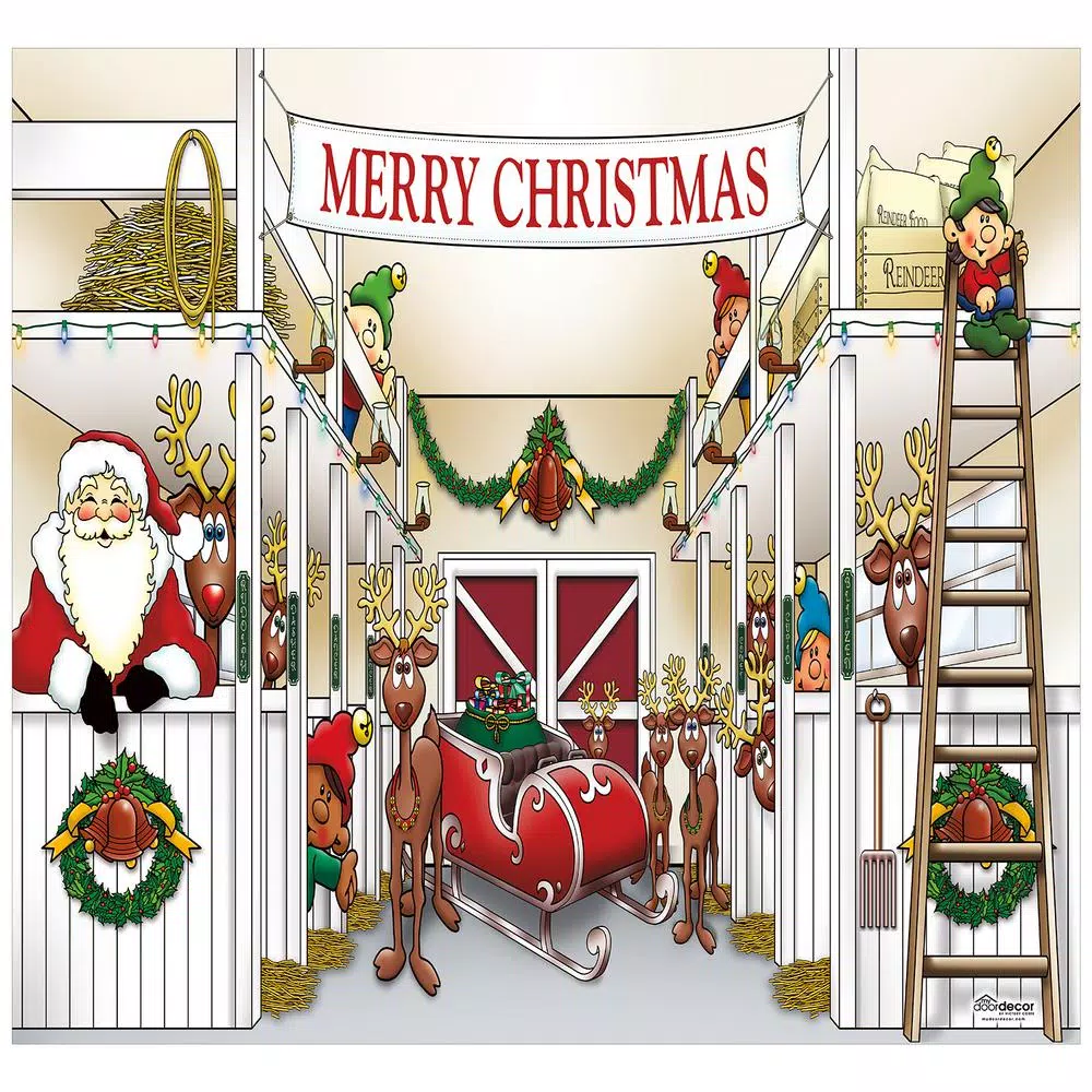 My Door Decor 7 Ft. X 8 Ft. Santa’s Reindeer Barn Holiday Garage Door Decor Mural For Single Car Garage 1 My Door Decor 7 Ft. X 8 Ft. Santa’s Reindeer Barn Holiday Garage Door Decor Mural For Single Car Garage