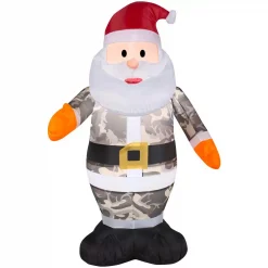 Gemmy 3 Ft. Inflatable Airblown Santa In Camo Christmas