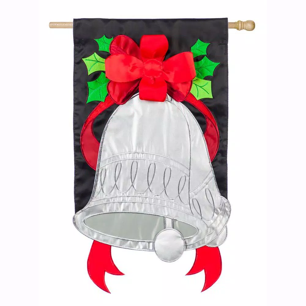 Evergreen 28 In. X 44 In. Silver Bells House Applique Flag 1 Evergreen 28 In. X 44 In. Silver Bells House Applique Flag