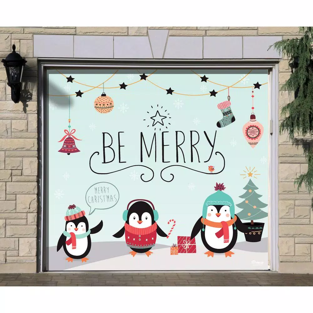 My Door Decor 7 Ft. X 8 Ft. Merry Penguins-Christmas Garage Door Decor Mural For Single Car Garage 2 My Door Decor 7 Ft. X 8 Ft. Merry Penguins-Christmas Garage Door Decor Mural For Single Car Garage - Image 2