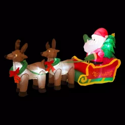 Glitzhome 7 Ft. Lighted Inflatable Santa Sleigh Decor