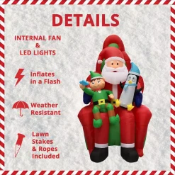 Fraser Hill Farm 10 Ft. Pre-Lit Santa, Elf And Penguin Christmas Inflatable -Decorations Sales unnamed file 650