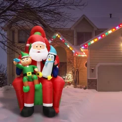 Fraser Hill Farm 10 Ft. Pre-Lit Santa, Elf And Penguin Christmas Inflatable -Decorations Sales unnamed file 651