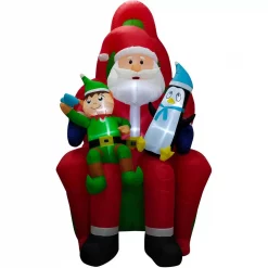 Fraser Hill Farm 10 Ft. Pre-Lit Santa, Elf And Penguin Christmas Inflatable -Decorations Sales unnamed file 652
