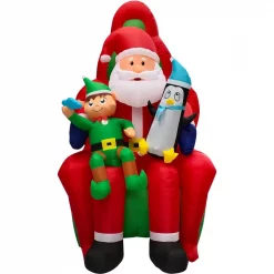 Fraser Hill Farm 10 Ft. Pre-Lit Santa, Elf And Penguin Christmas Inflatable -Decorations Sales unnamed file 655