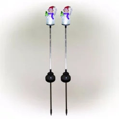 Alpine Corporation Solar Snowman Garden Stake With Fiber Optic Lights (Set Of 2) -Decorations Sales unnamed file 686