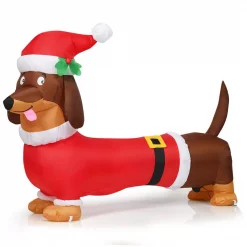 Costway 5 Ft. Pre-Lit LED Lights Christmas Dog Christmas Inflatable With Waterproof Fan