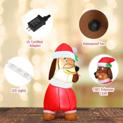 Costway 5 Ft. Pre-Lit LED Lights Christmas Dog Christmas Inflatable With Waterproof Fan -Decorations Sales unnamed file 702