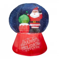 Airblown 5.5 Ft. Projection Inflatable Snow Flurry-Snow Globe Santa On The Rooftop Scene