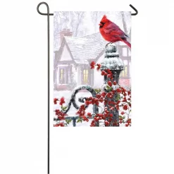 Evergreen 18 In. X 12.5 In. Winter Cardinal Garden Satin Flag