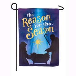 Evergreen 18 In. X 12.5 In. Reason For The Season Garden Suede Flag
