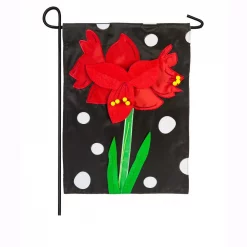 Evergreen 18 In. X 12.5 In. Polka Dot Amaryllis Garden Applique Flag