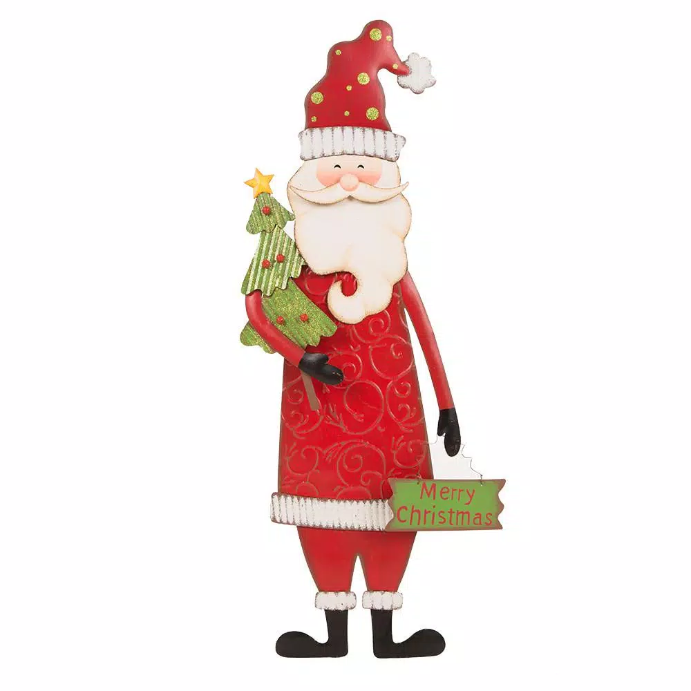 Glitzhome 36 In. H Iron Santa Yard Stake 2 Glitzhome 36 In. H Iron Santa Yard Stake - Image 2