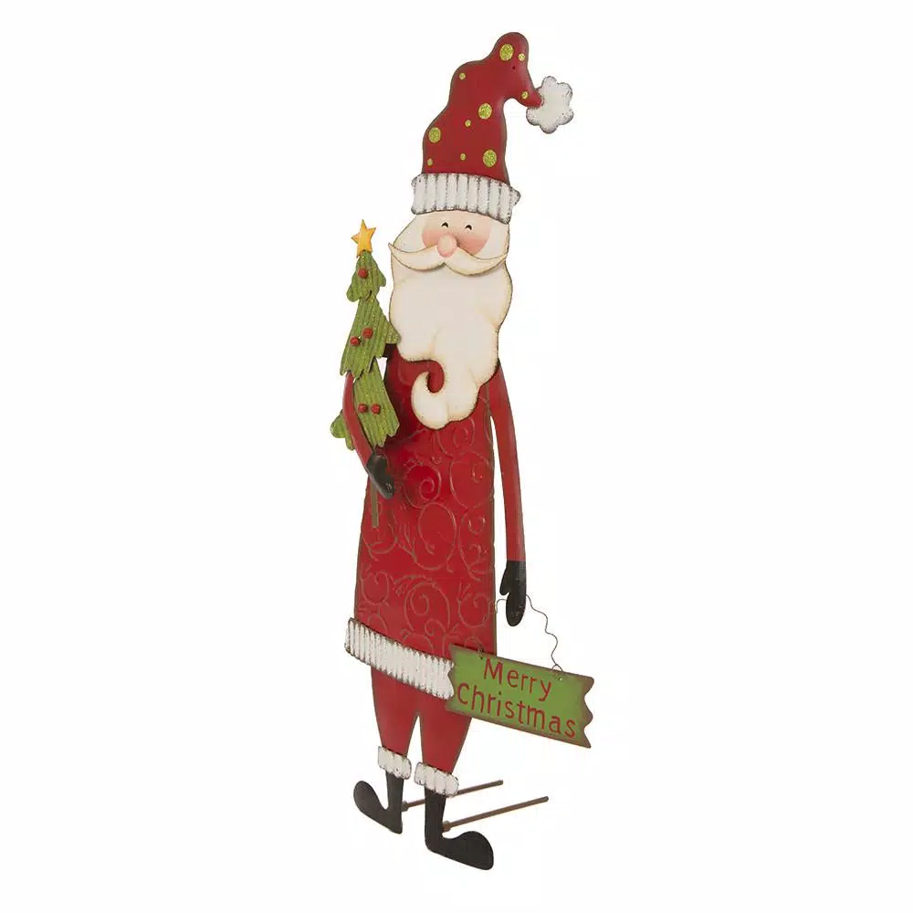 Glitzhome 36 In. H Iron Santa Yard Stake 3 Glitzhome 36 In. H Iron Santa Yard Stake - Image 3