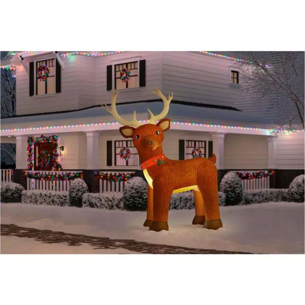 Home Accents Holiday 10.5 Ft. Pre-Lit LED Giant-Sized Inflatable Fuzzy Standing Reindeer 2 Home Accents Holiday 10.5 Ft. Pre-Lit LED Giant-Sized Inflatable Fuzzy Standing Reindeer - Image 2