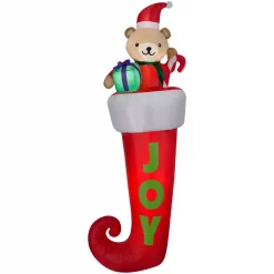 Gemmy 7 Ft. Airblown Stocking With Teddy Bear Christmas Inflatable