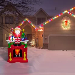 Fraser Hill Farm 6.5 Ft. Pre-Lit Elf Sitting On A Fireplace Christmas Inflatable -Decorations Sales unnamed file 905