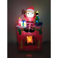 Fraser Hill Farm 6.5 Ft. Pre-Lit Elf Sitting On A Fireplace Christmas Inflatable -Decorations Sales unnamed file 906