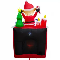 Fraser Hill Farm 6.5 Ft. Pre-Lit Elf Sitting On A Fireplace Christmas Inflatable -Decorations Sales unnamed file 908