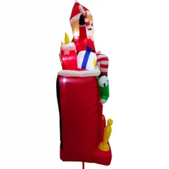 Fraser Hill Farm 6.5 Ft. Pre-Lit Elf Sitting On A Fireplace Christmas Inflatable -Decorations Sales unnamed file 909