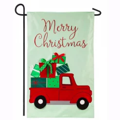Evergreen 18 In. X 12.5 In. Truckload Of Gifts Garden Applique Flag