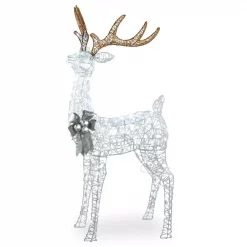 National Tree Company 65 In. Glittered Standing Buck With 200 Cool White Twinkling LED Lights