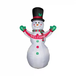 Glitzhome 12 Ft. Lighted Inflatable Snowman With Welcome Decor